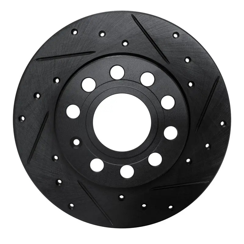 R1 05-13 Audi A3 Rear Right Drilled & Slotted Black Brake Rotor 1
