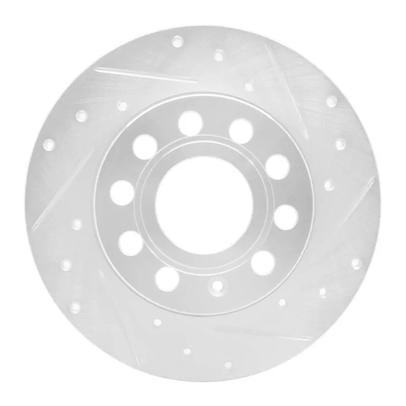 R1 05-13 Audi A3 Rear Right Drilled & Slotted Silver Brake Rotor 1