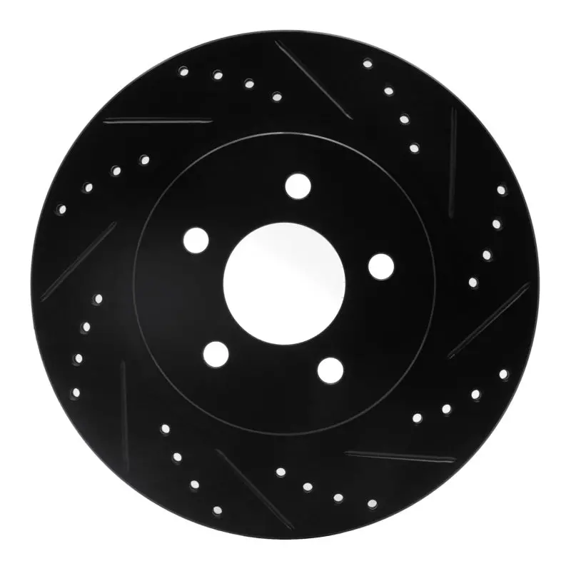R1 05-14 Ford Mustang Rear Right Drilled & Slotted Black Brake Rotor 1