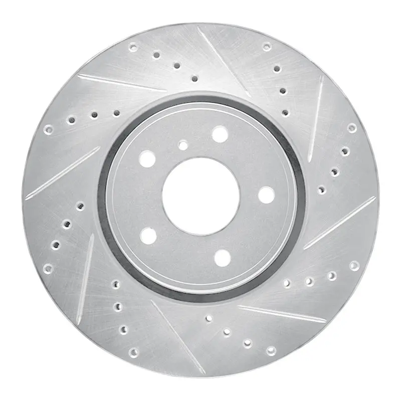 R1 05-14 Infiniti Fx45 Front Right Drilled & Slotted Silver Brake Rotor 1