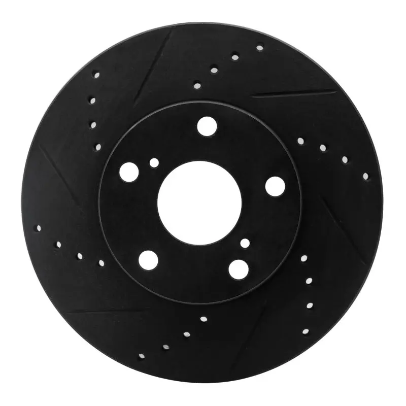 R1 05-15 Toyota Tacoma Front Left Drilled & Slotted Black Brake Rotor 1