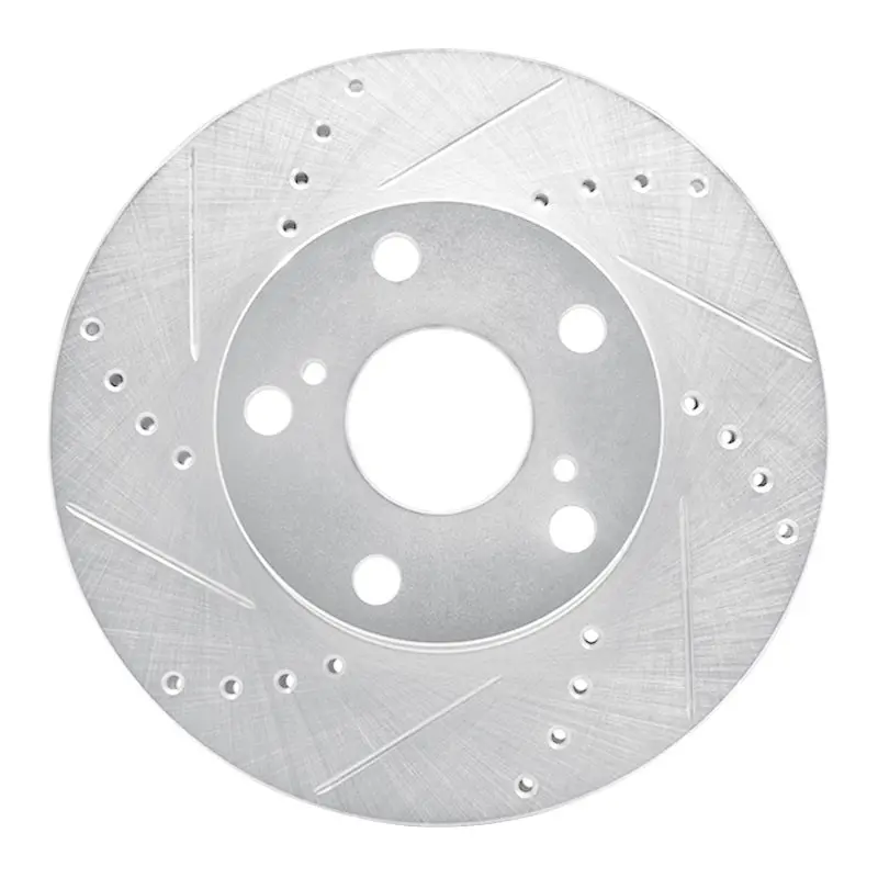 R1 05-15 Toyota Tacoma Front Left Drilled & Slotted Silver Brake Rotor 1