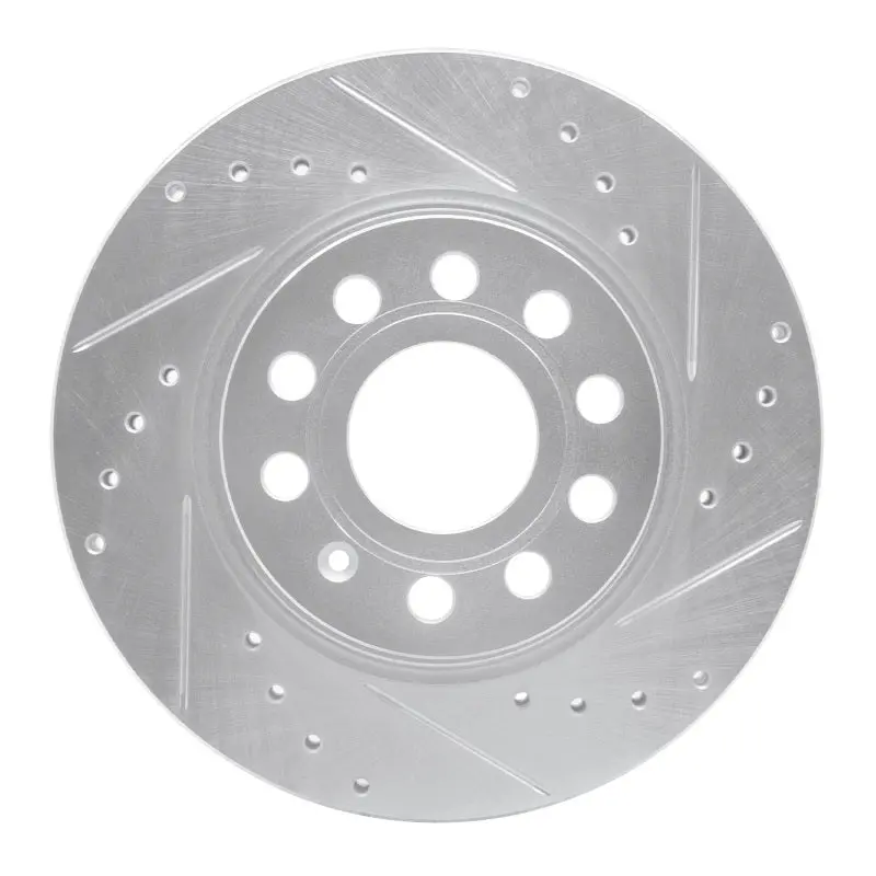 R1 05-15 Volkswagen Jetta Sedan Front Right Drilled & Slotted Silver Brake Rotor 1
