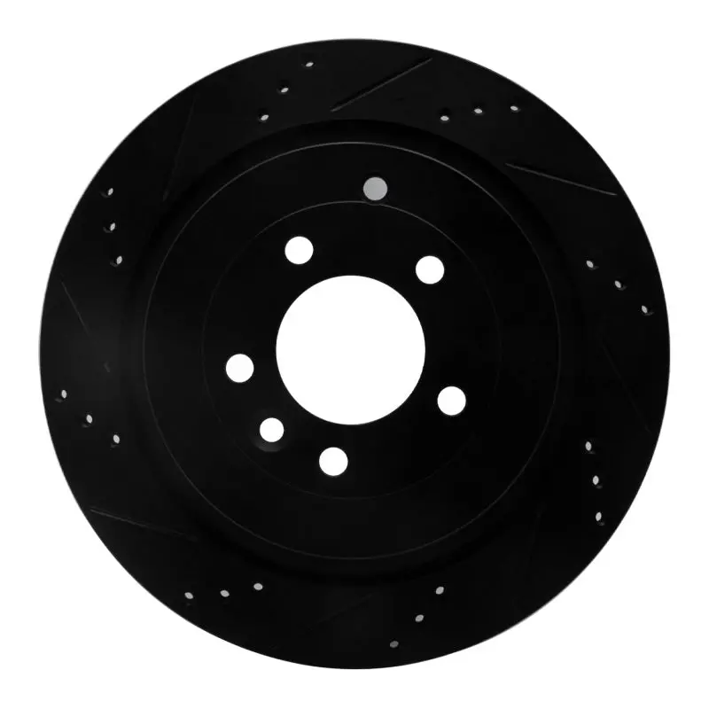 R1 05-16 Land Rover Discovery (Latin America) Rear Left Drilled & Slotted Black Brake Rotor 1