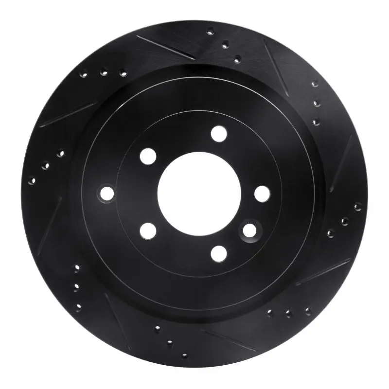 R1 05-16 Land Rover Discovery (Latin America) Rear Right Drilled & Slotted Black Brake Rotor 1