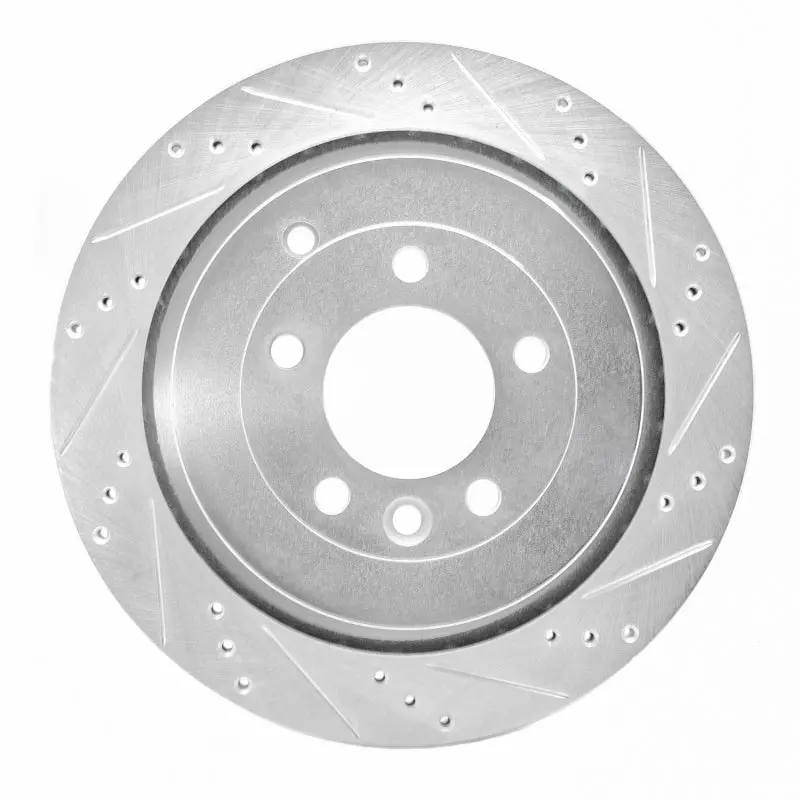 R1 05-16 Land Rover Lr4 Rear Right Drilled & Slotted Silver Brake Rotor 1