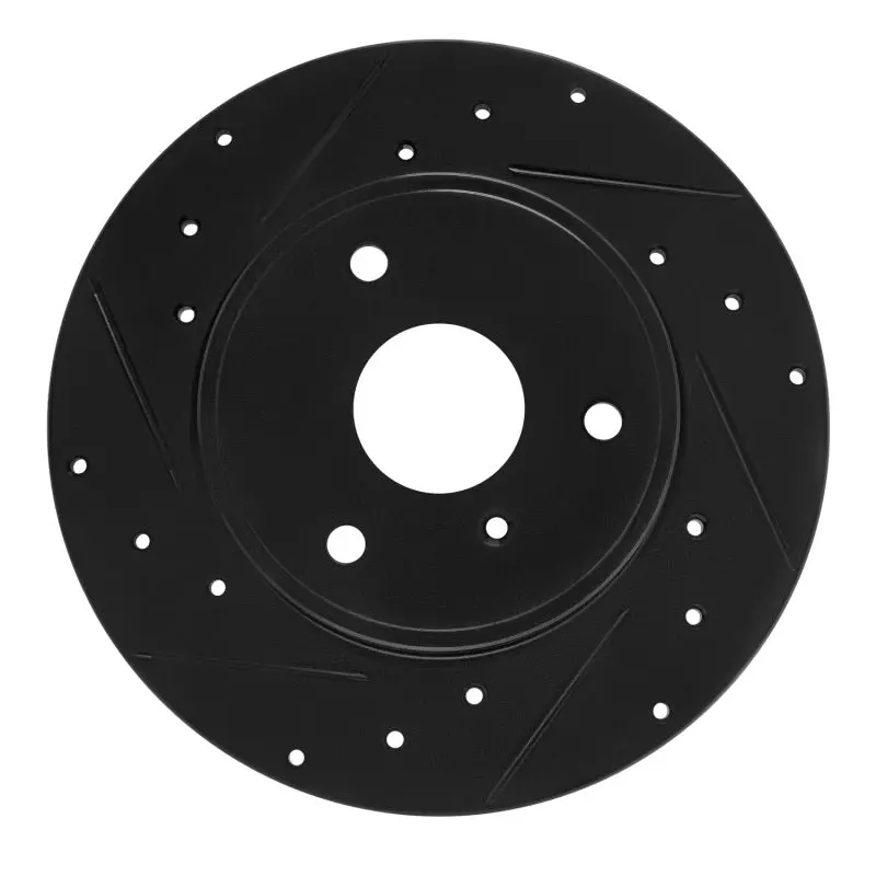 R1 05-16 Smart Fortwo Front Left Drilled & Slotted Black Brake Rotor 1