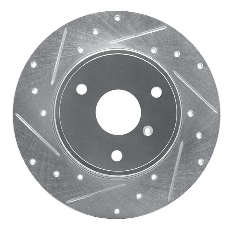 R1 05-16 Smart Fortwo Front Left Drilled & Slotted Silver Brake Rotor 1