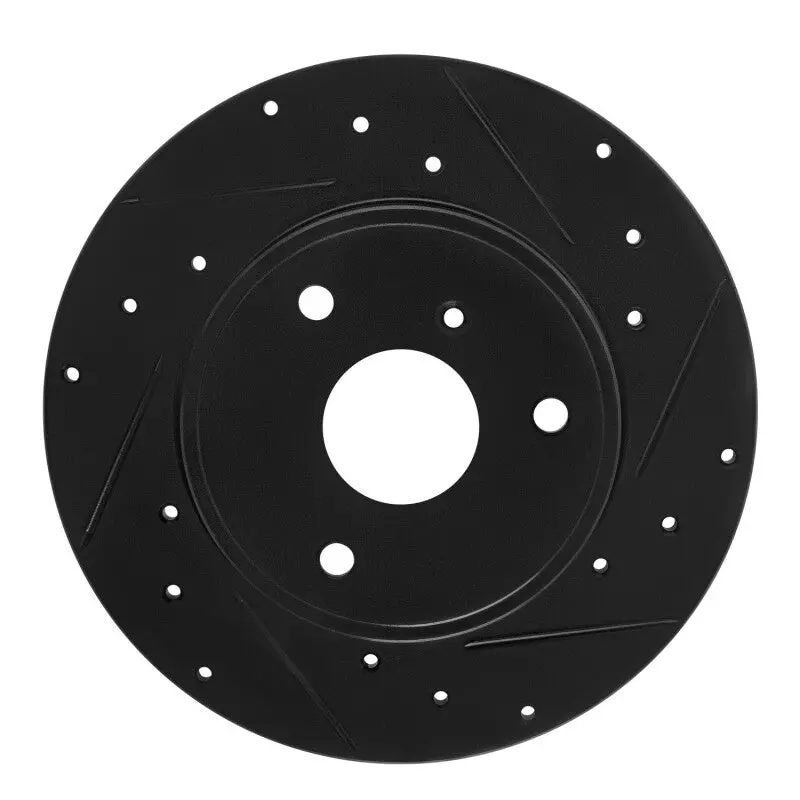 R1 05-16 Smart Fortwo Front Right Drilled & Slotted Black Brake Rotor 1