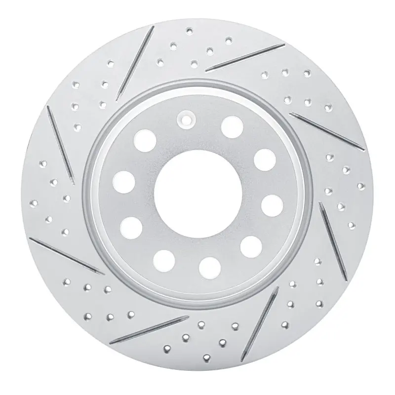 R1 05-18 Audi Q3 (Mexico) Rear Left Drilled & Slotted Geo-Carbon Rotor 1