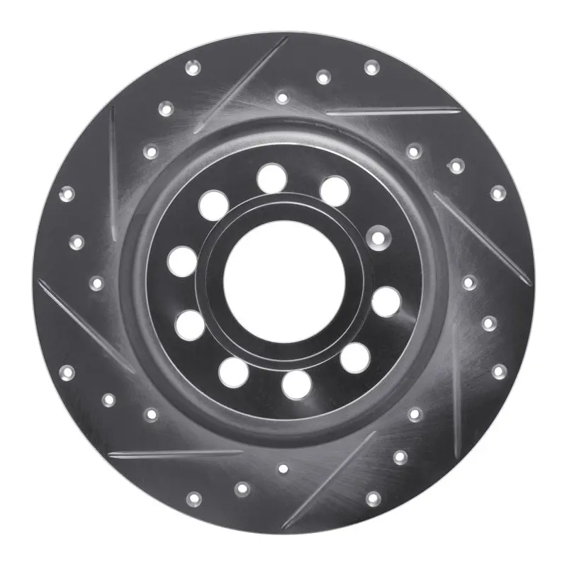 R1 05-18 Audi Q3 (Mexico) Rear Left Drilled & Slotted Silver Brake Rotor 1