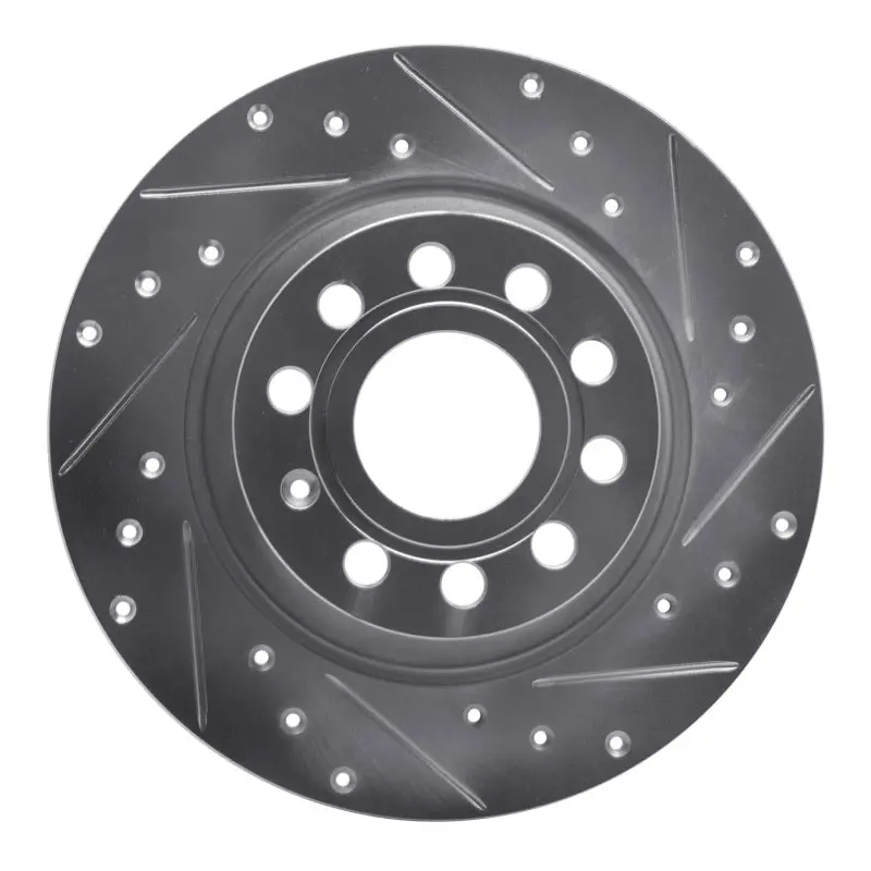 R1 05-18 Audi Q3 Rear Right Drilled & Slotted Silver Brake Rotor 1