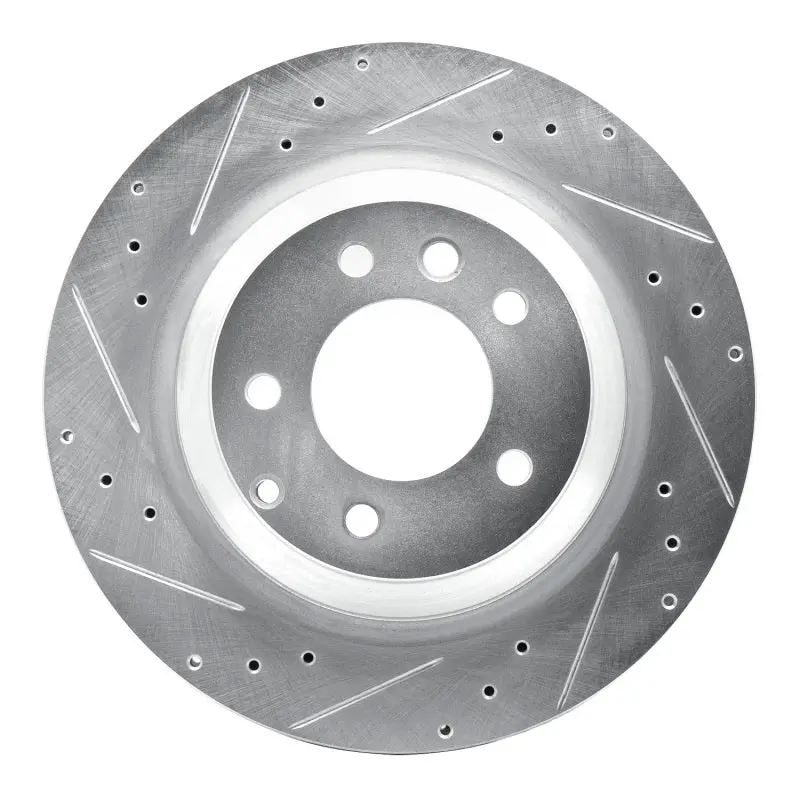 R1 05-18 Porsche Cayenne Rear Left Drilled & Slotted Silver Brake Rotor 1