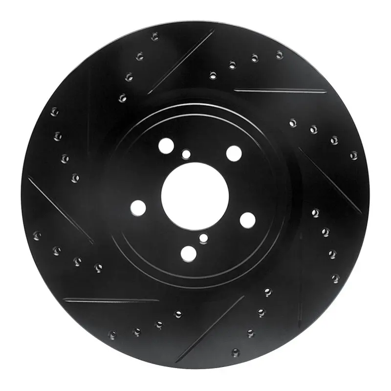 R1 05-18 Subaru Outback Front Left Drilled & Slotted Black Brake Rotor 1