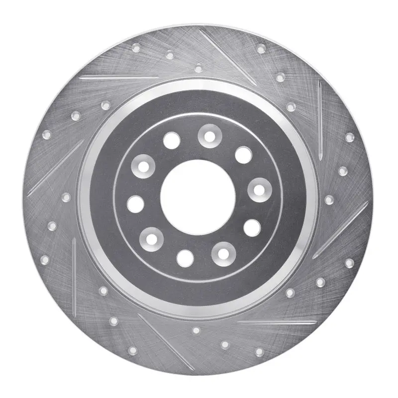 R1 05-19 Ford Five Hundred Rear Right Drilled & Slotted Silver Brake Rotor 1