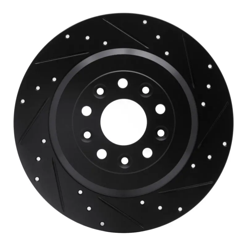 R1 05-19 Ford Freestyle Rear Right Drilled & Slotted Black Brake Rotor 1