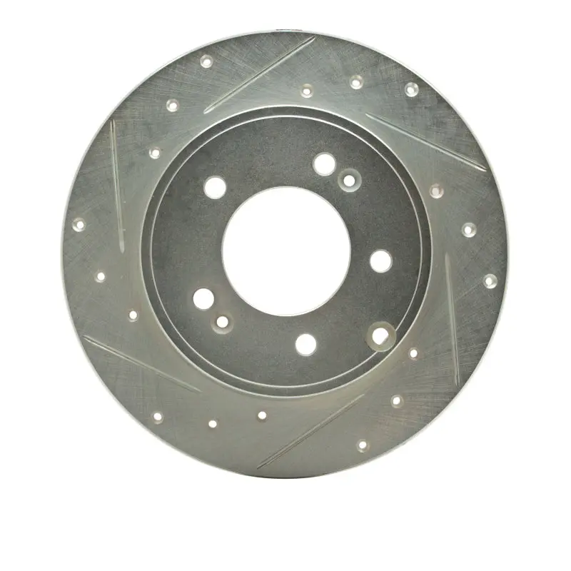 R1 05-20 Hyundai Tucson Rear Left Drilled & Slotted Silver Brake Rotor 1