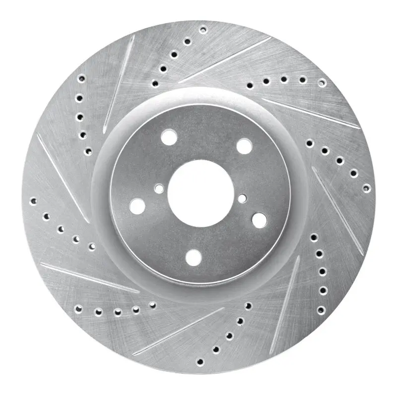R1 05-20 Subaru Impreza Front Left Drilled & Slotted Silver Brake Rotor 1
