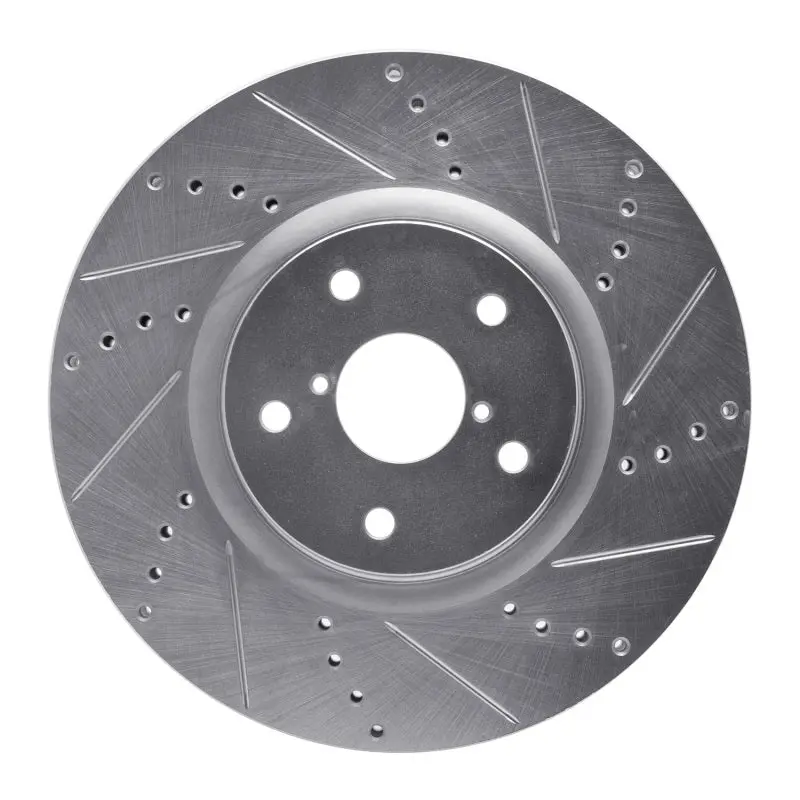 R1 05-20 Subaru Wrx Front Right Drilled & Slotted Silver Brake Rotor 1
