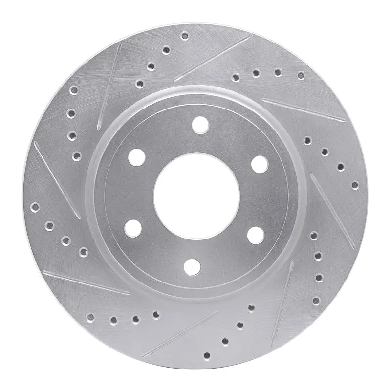 R1 05-21 Nissan Frontier Front Left Drilled & Slotted Silver Brake Rotor 1