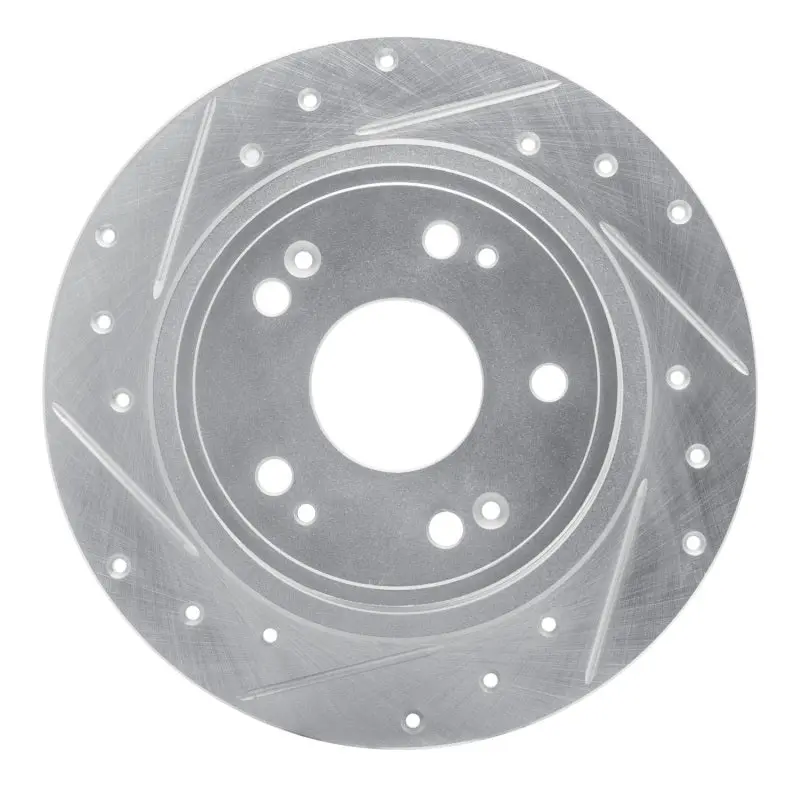 R1 05-22 Acura Ilx Rear Left Drilled & Slotted Silver Brake Rotor 1