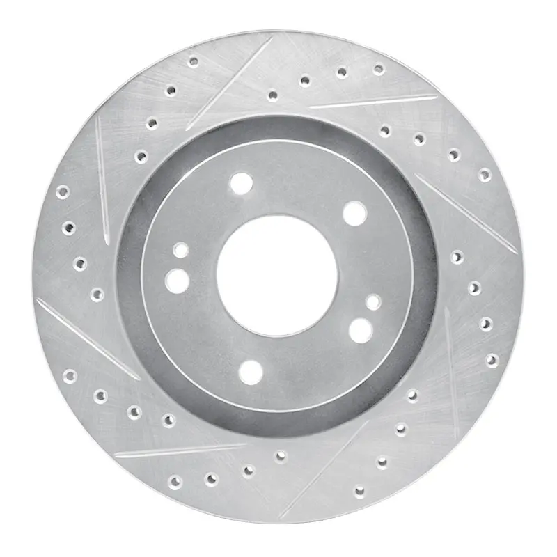 R1 05-22 Mitsubishi Outlander Front Left Drilled & Slotted Silver Brake Rotor 1