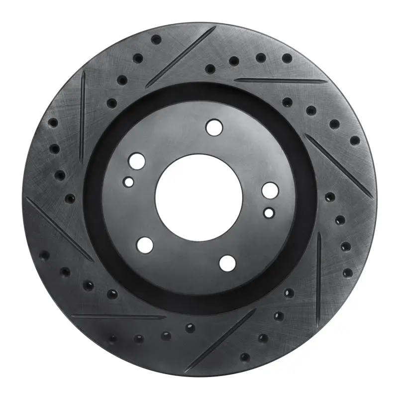 R1 05-22 Mitsubishi Outlander Phev Front Left Drilled & Slotted Black Brake Rotor 1