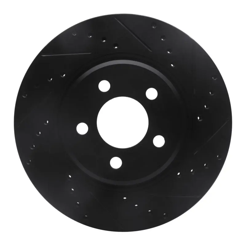 R1 05-23 Chrysler 300 Front Right Drilled & Slotted Black Brake Rotor 1
