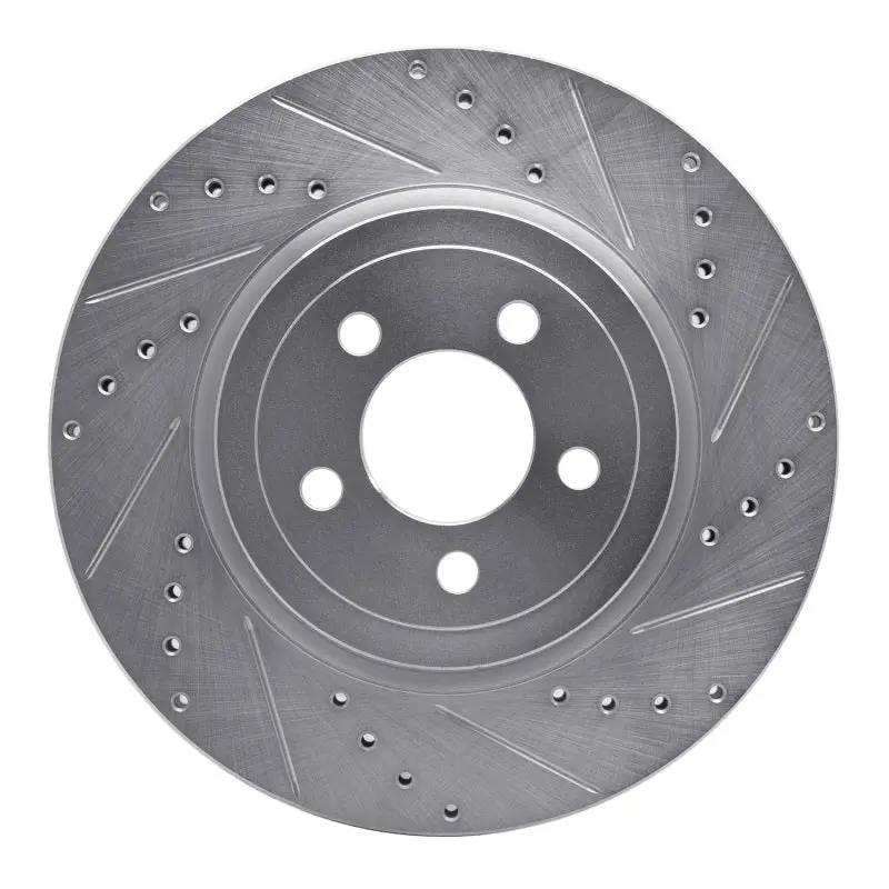 R1 05-23 Chrysler 300 Front Right Drilled & Slotted Silver Brake Rotor 1