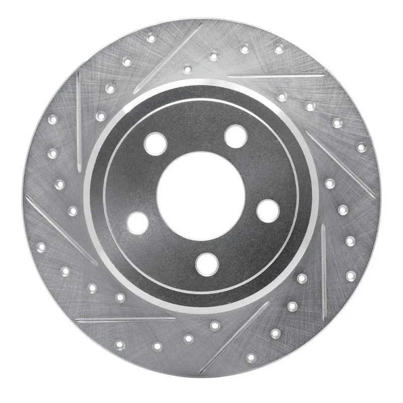 R1 05-23 Chrysler 300 Rear Left Drilled & Slotted Silver Brake Rotor 1