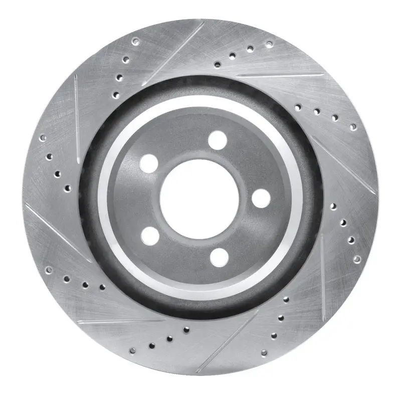 R1 05-23 Chrysler 300 Rear Left Drilled & Slotted Silver Brake Rotor 1