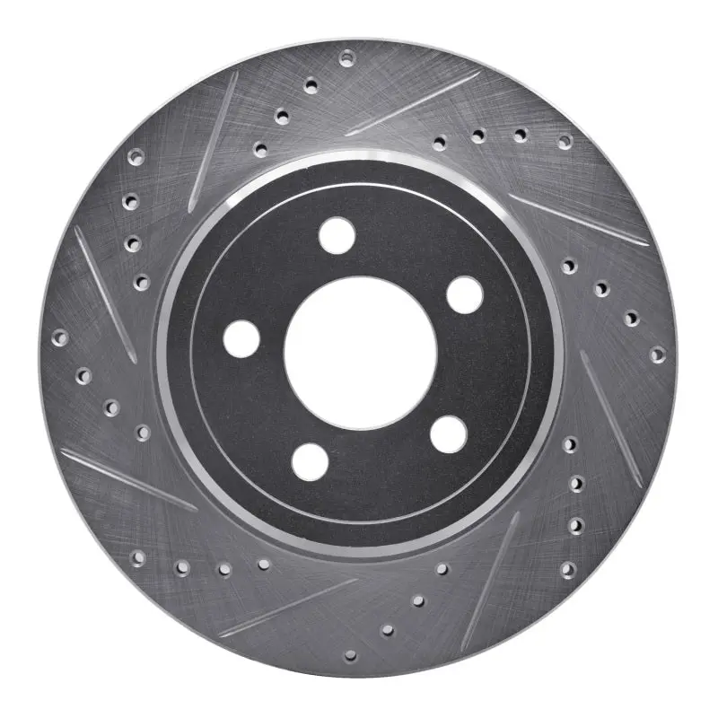 R1 05-23 Chrysler 300 Rear Left Drilled & Slotted Silver Brake Rotor 1