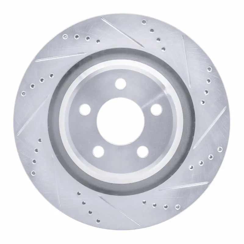 R1 05-23 Chrysler 300 Rear Right Drilled & Slotted Silver Brake Rotor 1