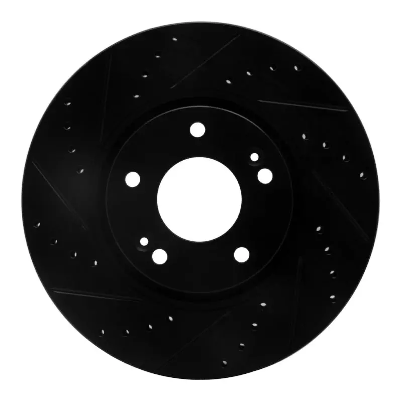 R1 05-24 Hyundai Creta (Mexico) Front Left Drilled & Slotted Black Brake Rotor 1
