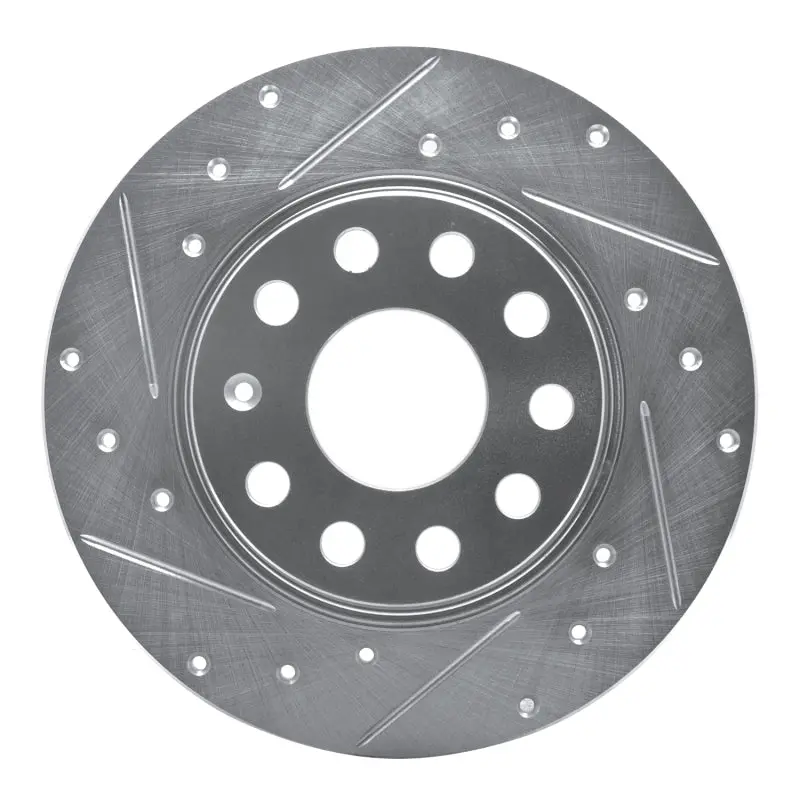 R1 05-25 Audi A3 Sportback E-Tron Rear Left Drilled & Slotted Silver Brake Rotor 1