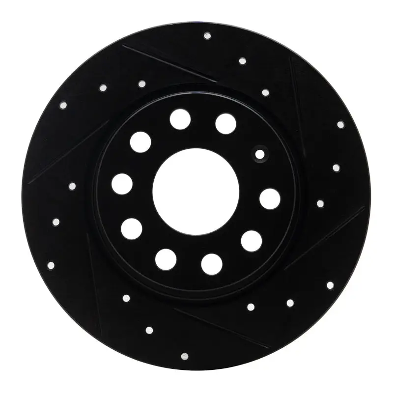 R1 05-25 Audi A3 Sportback E-Tron Rear Right Drilled & Slotted Black Brake Rotor 1