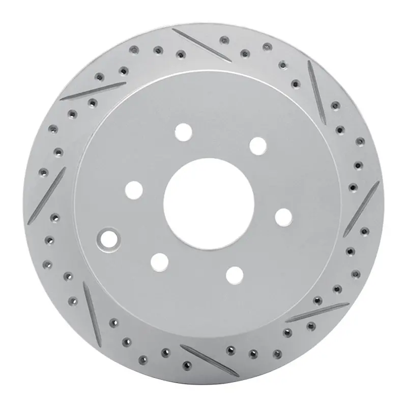 R1 05-25 Nissan Frontier Rear Right Drilled & Slotted Geo-Carbon Rotor 1