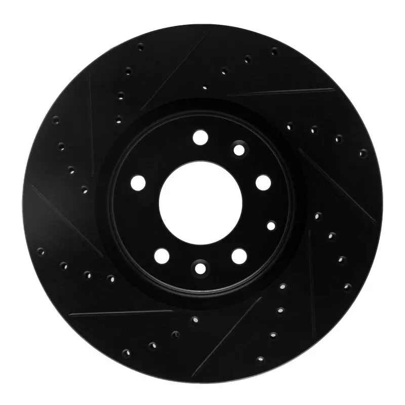 R1 06-07 Mazda 6 Front Left Drilled & Slotted Black Brake Rotor 1