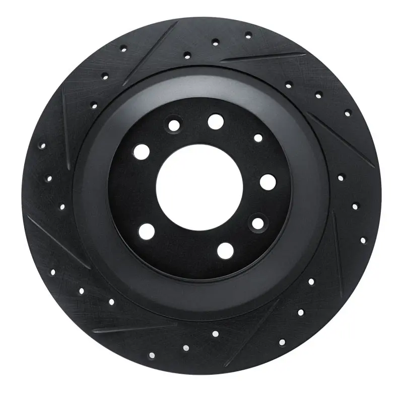 R1 06-07 Mazda 6 Rear Left Drilled & Slotted Black Brake Rotor 1