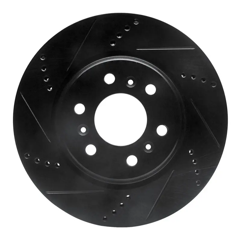 R1 06-09 Buick Terraza Front Left Drilled & Slotted Black Brake Rotor 1