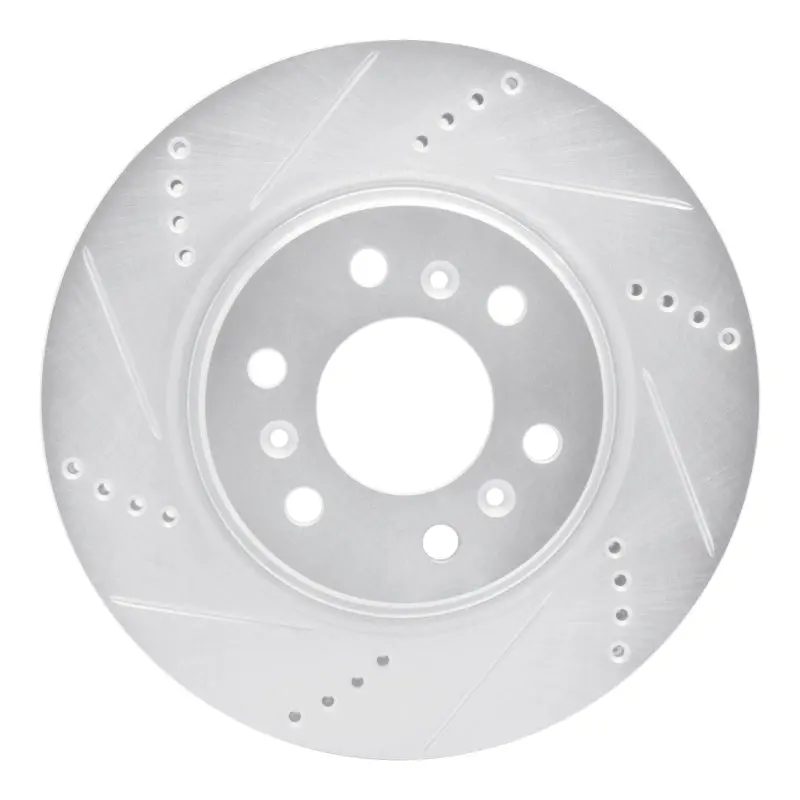 R1 06-09 Buick Terraza Front Left Drilled & Slotted Silver Brake Rotor 1