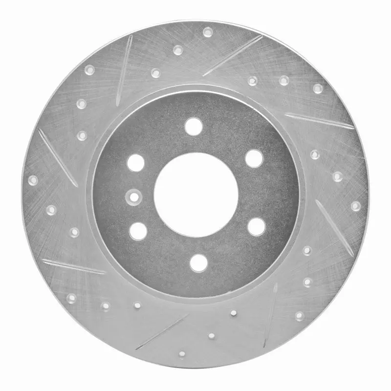 R1 06-09 Buick Terraza Rear Left Drilled & Slotted Silver Brake Rotor 1