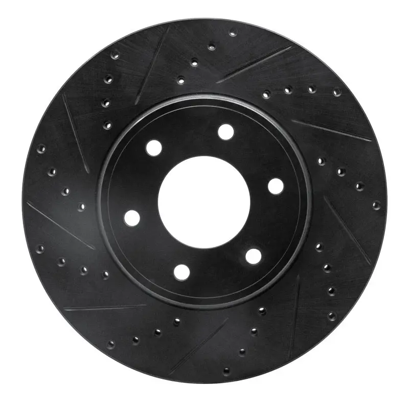 R1 06-09 Chevrolet Trailblazer Front Left Drilled & Slotted Black Brake Rotor 1
