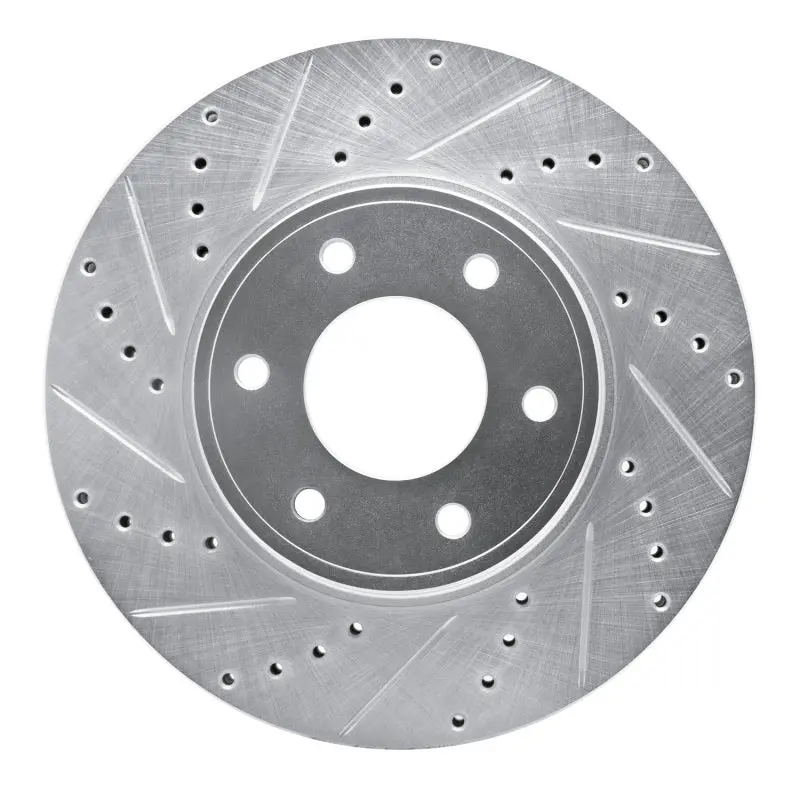 R1 06-09 Chevrolet Trailblazer Front Left Drilled & Slotted Silver Brake Rotor 1