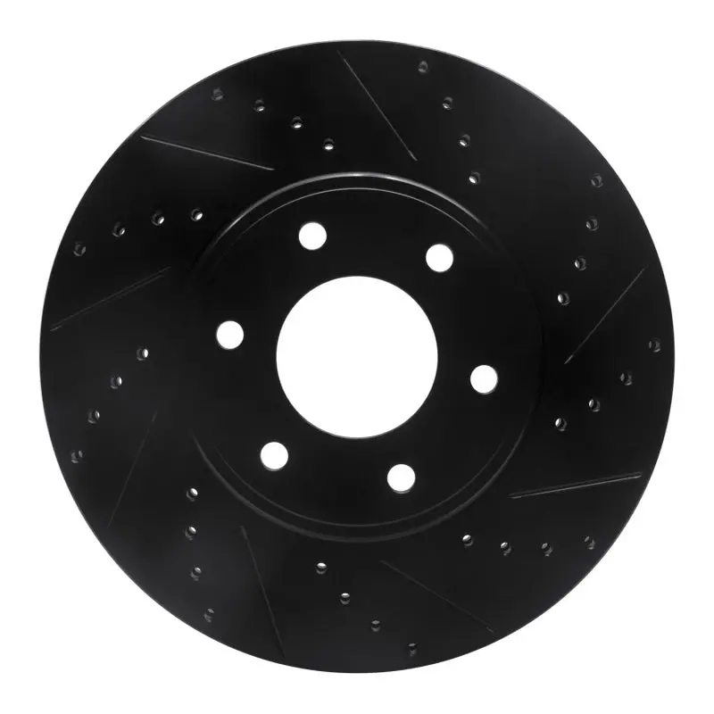 R1 06-09 Chevrolet Trailblazer Front Right Drilled & Slotted Black Brake Rotor 1