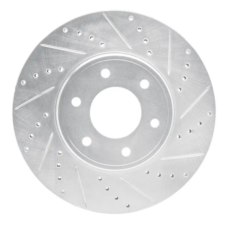 R1 06-09 Chevrolet Trailblazer Front Right Drilled & Slotted Silver Brake Rotor 1