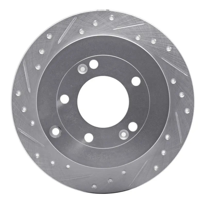 R1 06-09 Hyundai Azera Rear Left Drilled & Slotted Silver Brake Rotor 1