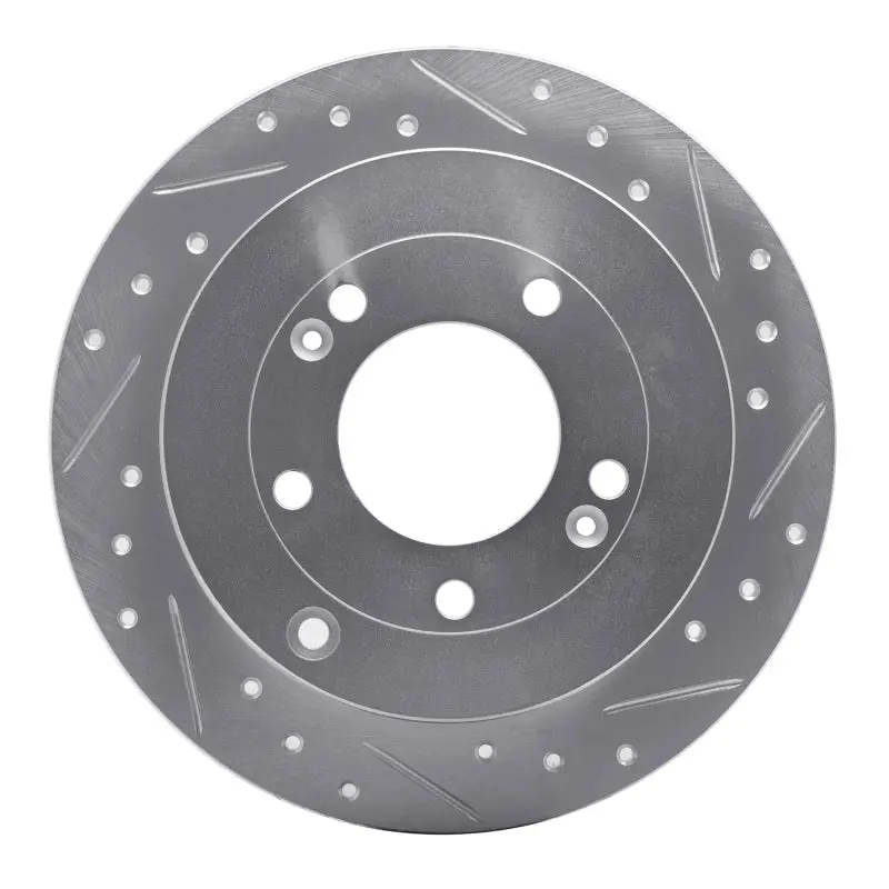 R1 06-09 Hyundai Azera Rear Right Drilled & Slotted Silver Brake Rotor 1