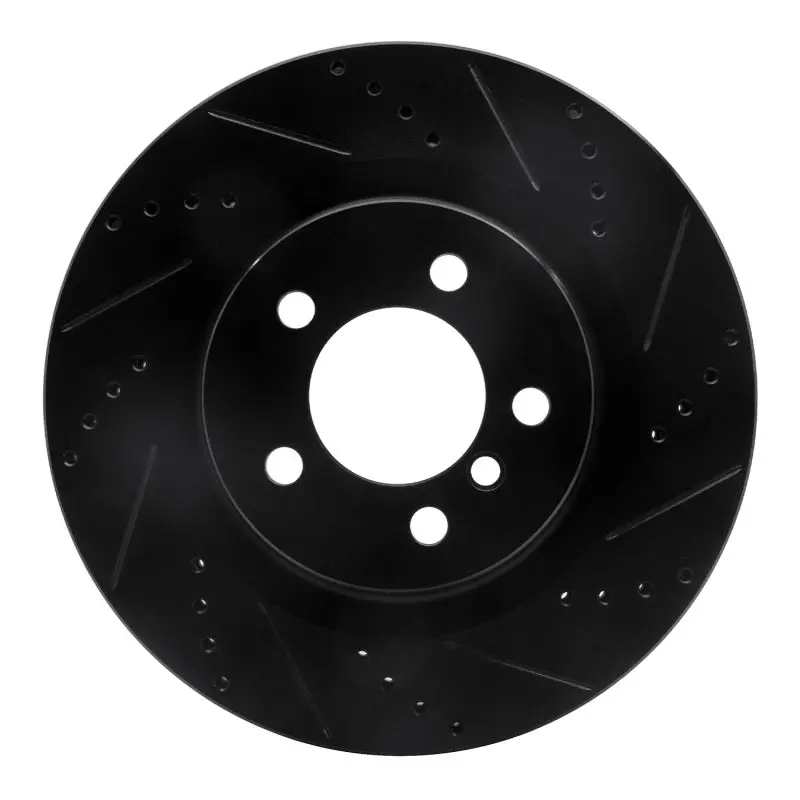 R1 06-09 Land Rover Range Rover Front Right Drilled & Slotted Black Brake Rotor 1