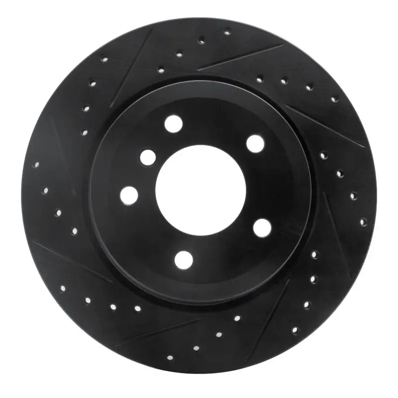 R1 06-10 Bmw 528I Xdrive Rear Left Drilled & Slotted Black Brake Rotor 1